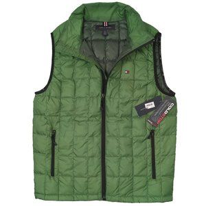 NEW $159 Tommy Hilfiger Puffer Vest! Green With Tommy Flag Quilted Lightweight